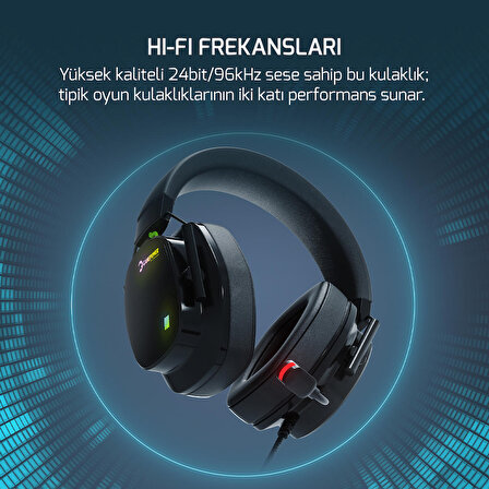 Gamepower Kai Titanium Siyah 7.1 Surround Hi-Fi Manyetik Pad RGB Gaming Kulaklık (2x Cooling Pad Hediyeli)