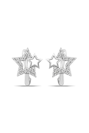 Kadın Yıldız Tasarım 925 Ayar Gümüş j Küpe