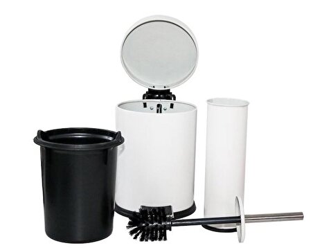 Dibanyo Banyo Seti 2'li Çöp Kovası&Klozet Fırçası Beyaz