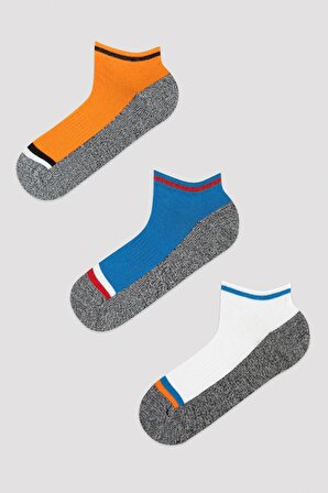 Erkek Yarım Renkli 3lü Patik Çorap