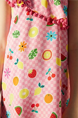 Kız Çocuk Meyve Desenli Elbise