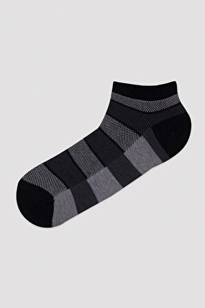 Erkek Thicker 3lü Gri-Lacivert Patik Çorap