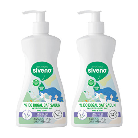 Siveno %100 Doğal Sıvı Kastil Sabun Lavanta Yağlı Yoğun Nemlendirici Arındırıcı Bitkisel Vegan 300 ml X 2 Adet