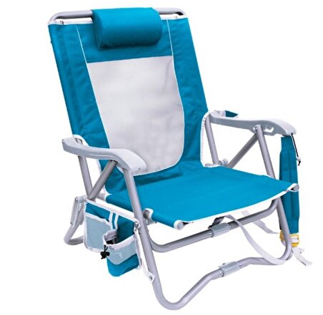 GCI Outdoor Bi-Fold Slim 4 Kademeli Katlanır Mavi Plaj Sandalyesi