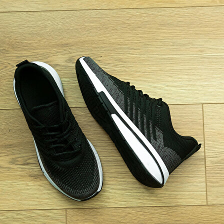 +6 cm Boy Uzatan Gizli Topuklu Triko Erkek Spor Ayakkabı, Sneaker
