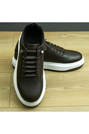 +6 cm Boy Uzatan Gizli Topuklu Bağcık Detaylı Erkek Spor Ayakkabı, Sneaker