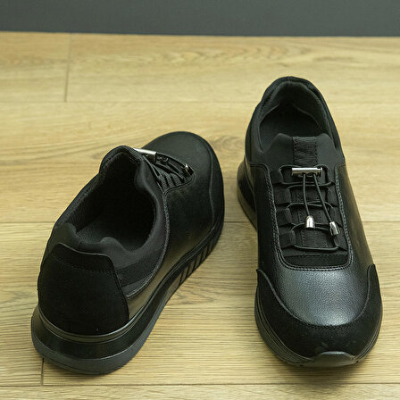 +7 cm Boy Uzatan Gizli Topuklu Bağcık Detaylı Erkek Spor Ayakkabı, Sneaker