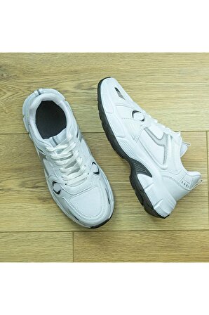+7 cm Boy Uzatan Gizli Topuklu File Detaylı Erkek Spor Ayakkabı, Sneaker