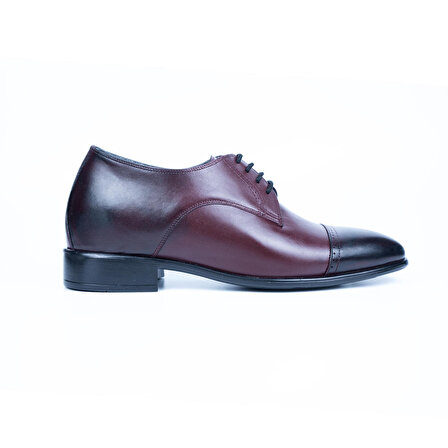 El Yapımı Bordo Renk Oxford Model +7 veya +9 cm Boy Uzatan Gizli Topuk Ayakkabı Damatlık Kundura