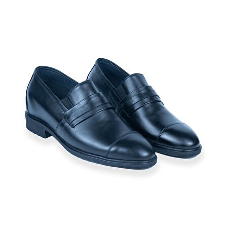 El Yapımı Loafer Model Siyah +7/+9 cm Boy Uzatan Erkek Ayakkabı Gizli Topuklu Kundura