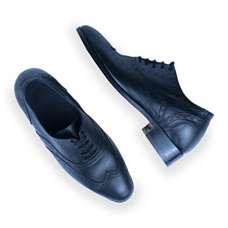 El Yapımı Hakiki Deri Brogue Model +7/9cm Boy Uzatan Gizli Topuk Erkek Ayakkabı Damatlık Kundura