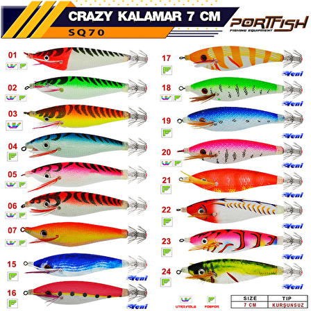 Portfish Crazy SQ70 7CM KALAMAR ZOKASI RENK:16