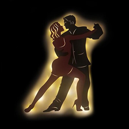 Veraart Işıklı Dans Eden Çift Temalı Tablo Amor Dekoratif Gece Lambası 60 cm