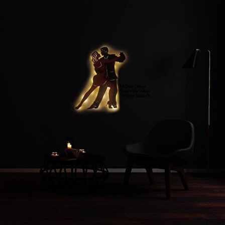 Veraart Işıklı Dans Eden Çift Temalı Tablo Amor Dekoratif Gece Lambası 60 cm