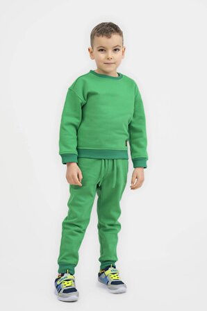 Çocuk Eşofman Takımı Unisex Kışlık Pamuklu Yeşil
