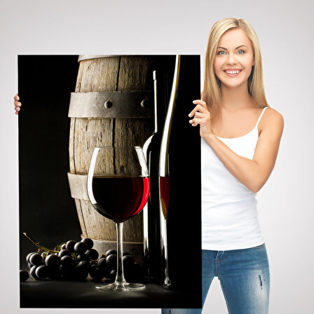 Üzüm Şarabı ve Fıçısı Dekoratif Duvar Tablosu-6436