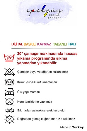 Kaymaz Tabanlı Ince Yıkanabilir Leke Tutmayan Dijital Baskılı Çocuk Halısı Deniz Çapa