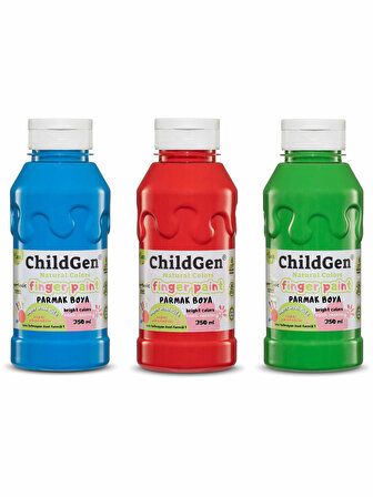 ChildGen Süper Yıkanabilir 3'lü Parmak Boya Seti (3x350ml) (Mavi-Yeşil-Kırmızı)