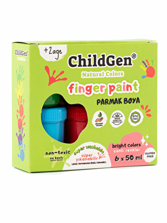 ChildGen Süper Yıkanabilir 6'lı Parmak Boya Seti (6x50gr)