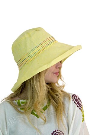 Renkli Dikişli Kadın Şapka 1311 sarı