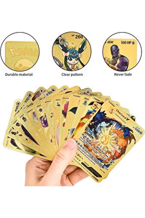 Co-pk20 Pokemon Vmax Gold Card Altın Varaklı Esnek Oyuncu & Koleksiyon Pokemon Kartı 30 Adet