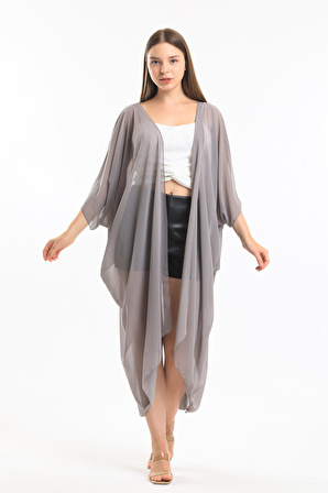 Şifon Plaj Kimono | ELB33597 Grı