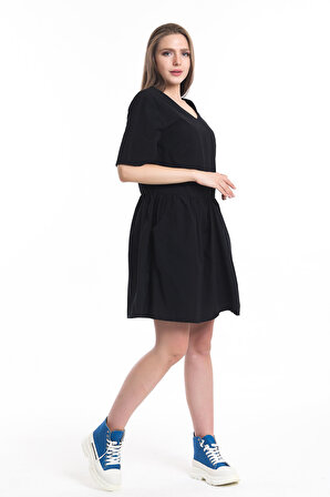 Cep Detaylı Mini Elbise | ELB34254 Siyah