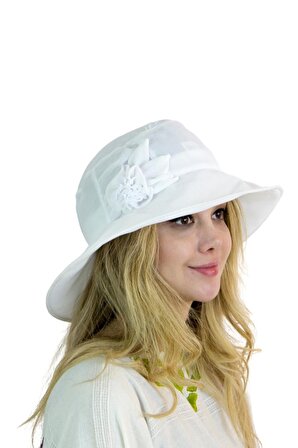 Güllü Kadın Şapka 1305 beyaz