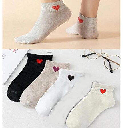 4 Çift Sevimli Desenli Kadın kolej kalp dikişli Çorap