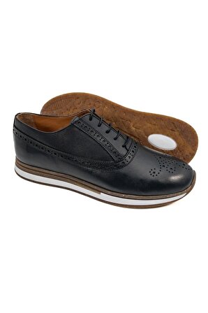 Presto Siyah Hakiki Deri Beyaz Tabanlı Klasik Erkek Ayakkabı