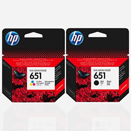 HP 651 (C2P10AE - C2P11AE) SİYAH / RENKLİ Kartuş Seti