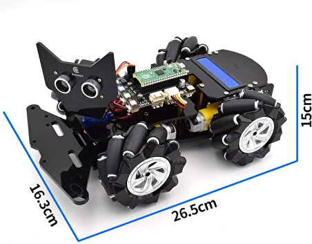 Adeept 4WD Çok Yönlü Mecanum Tekerlekler Robotik Araç Kiti