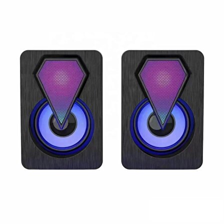 Bilgisayar Hoparlörü Rgb Led Işıklı Gaming Oyuncu Hoparlörü 3.5mm Jack Usb Speaker 1+1 Ses Sistem