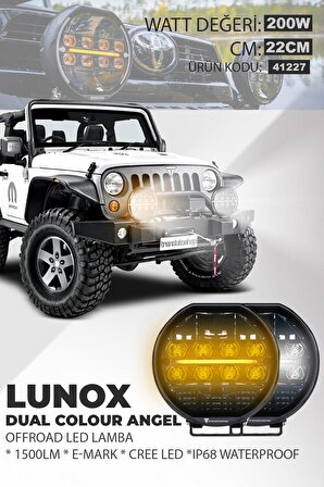 Lunox Dual Colour Cree Angel Led 200W Turuncu Beyaz DRL Mercek Far