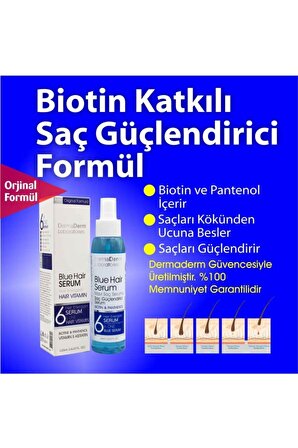 Dermaderm Biotin Panthenol Keratin İçeren Mavi Serum 125 ml