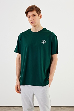 Leo Erkek Oversize Tshirt %100 Pamuk Bisiklet Yaka Baskı Detaylı Basic Tişört MTLCE77