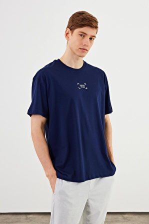 Leo Erkek Oversize Tshirt %100 Pamuk Bisiklet Yaka Baskı Detaylı Basic Tişört MTLCE85