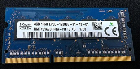 HMT451A7DFR8A-PB hynix 4GB PC3-12800 DDR3-1600MHz ECC CL11 204-Pin SoDimm 1.35V SERVER RAM BELLEK