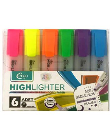 Cengo 6lı Fosforlu Kalem Neon Renkler - Pastel Renkler 2 Set