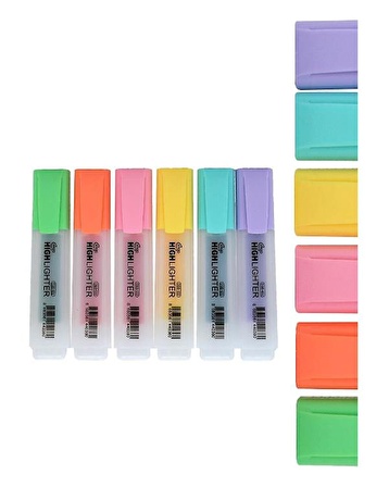 Cengo 6lı Fosforlu Kalem Neon Renkler - Pastel Renkler 2 Set