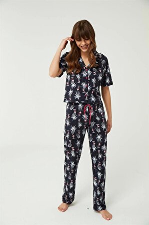 Pijama Takım Pamuk Amelie Navy 2'li Takım