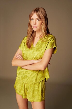 Pijama Şort Bluz Takım 1502 - 2'li Set Yeşil
