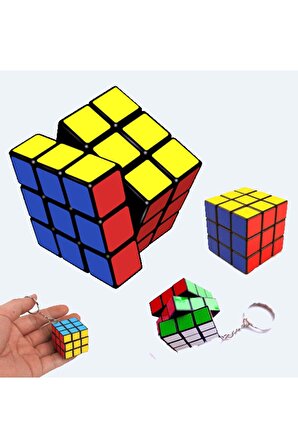 Zeka Küpü Mini Anahtarlık , Rubik Zeka Küpü (sabır Küpü) 3x3 cm - 1 Adet