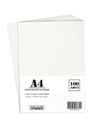 A4 Kağıdı 80 G/m Beyaz Fotokopi Kağıdı - 100 Adet