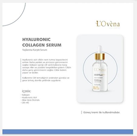 L'Ovéna de paris Hyaluronıc Collagen Serum Yaşlanma Karşıtı 30 ml