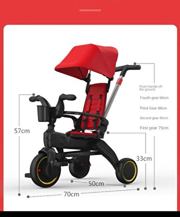 Trike Plus F3 Ebeveyn Kontrollü Katlanabilir Bisiklet Kırmızı