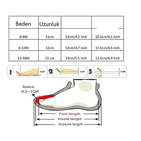 Bebek İlk Ayakkabım AY125 0-6 Ay 11 cm Patik