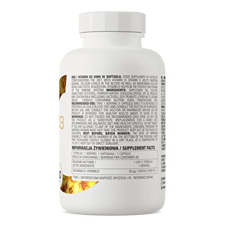 OstroVit Vitamin D3 2000 IU softjel, 60 Tablet