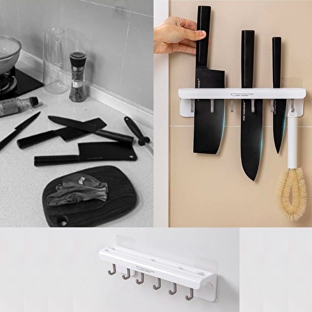Mutfak Düzenleyici Mutfak Toplayıcı Bıçak Askılığı Mutfak Eşyaları Toparlayıcı Beyaz Mutfak El Aletleri Düzenleyici