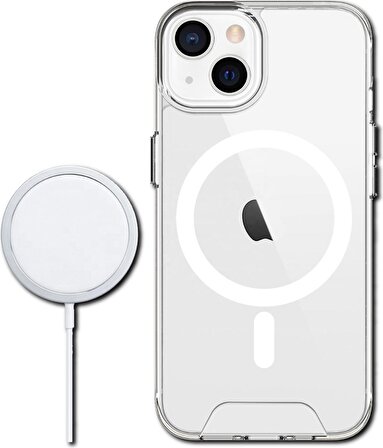 Byoztek Iphone 13 Magsafe Destekli Kablosuz Şarj Uyumlu Şeffaf Silikon Kılıf